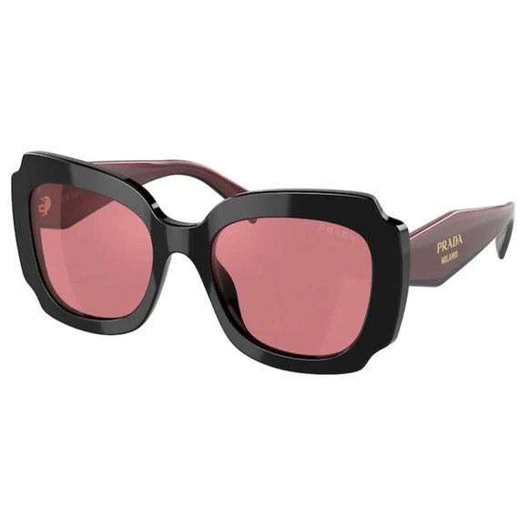 New Authentic- Prada PR16YSF-1AB06Q Black and Red Sunglasses Modern Design - Picture 1 of 14
